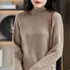 Chandails pour femmes automne hiver 100 haut en laine rétro mode col rond pull ample à manches longues couleur unie pull en tricot 220827