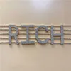Chokers Necklaces 2022 Fashion Rhinestone Big Letter Choker Necklace For Women RICH Statement Silver Collar Crystal Chain Jewelry317L