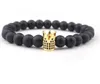 Mode Strands Natural Stone 8mm UJGH4 Justerad charm Multicolor Rainbow Nature Black Stone Volcanic Lava Armband Gaw34h