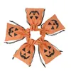 Borsa per dolcetti per feste di Halloween Sacchetti per caramelle in lino con coulisse Modello a zucca Biscotti per snack Confezione per regali per feste di compleanno per bambini