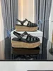 صيف شاطئ عالية الكعب غير الرسمي الصنادل 100 ٪ الجلود المثيرة مصمم حذاء الأوتاد حزام مشبك نساء أحذية سيدة قاعة بار حذاء أحذية كبيرة الحجم 36-42 US4-US11 مع صندوق