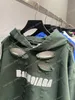 xinxinbuy hommes designer sweats à capuche détruit lettre Paris trou coton pull femme jaune vert noir XS-L