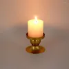 Candle Holders European Style Metal Gold Color Round Iron Crafts Candlestick Holder Lamp Showcase Home Furnishing Po Props Decor