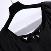Plusstorlekar 2022 Ladies Summer Midi Dress for Women Stor SHORT SLEEVE SLIM RED BLACK Ruffle Cleated 3XL 4XL 5XL 6XL 7XL