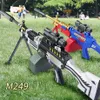 M249 Toy Gun Electric تفجير الآلة الأوتوماتيكية الرصاص العسكري الرصاص الهلام الكبار الطفل CS لعبة الرماية في الهواء الطلق 313O
