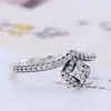 Women's Square Sparkle Wishbone Ring Real 925 Sterling Silver Wedding Jewelry For pandora CZ diamond girlfriend Gift Lover Rings with Original Box