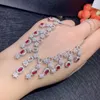 Chains Natural Red Ruby Necklace Gemstone Pendant S925 Silver Women Luxurious Big Flower Tassels Woman Wedding Jewelry