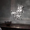 Kolye lambaları Nordic Modern Kişilik Paslanmaz Çelik Krom Yaprak Led Avize Oturma Odası Lamba Masa Yemek
