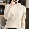 Women's Sweaters AutumnWinter 100 Wool Top Retro Fashion Round Neck Loose Pullover Long Sleeve Solid Color Knit Sweater 220827