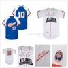 Uomo Negro League Black Atlanta Baseball Crackers Jersey 10 Team White Color Gessato Traspirante Cool Base Ricamo e cucito Ricamo di alta qualità