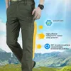 Jaktbyxor Summer Thin Camping Men Outdoor Softshell Milit￤r Taktisk last Sweatpants med dragkedja ficka