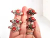 Anel de jóias tibetanas do cluster Hand 925 Sterling Silver Inclaid Red Bamboo Coral adorável para o casal T9011