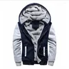 Men's Jackets Men Hooded Jacket Velvet Thick Warm Coat Winter Wear Sports Long Sleeve Woolliner Streetwear Work Clothes Zipper Hoodies