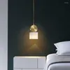 Kolye lambaları Çin tarzı mermer avize yatak odası başucu nordic tek kafa yaratıcı bakır ışık lüks restoran bar asılı lamba