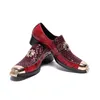 حزب الرجال الأصليين أحذية جلدية زفاف رجال حمراء حمراء حمراء أحذية معدنية مربعة إصبع أخمص القدمين ترتر الرجال اللباس حذاء