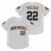 Maillots de baseball pour hommes 19 Robin Yount 22 Christian Yelich Chemises à double couture personnalisées Maillots de baseball de haute qualité