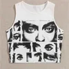 Camis Women Vest New Fashion Printed Round Neck Sleeveless T-shirt Slim Short Tee