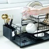 Ganci 2 livelli Cucina Piatto Asciugatura Scarico Scaffale Supporto per mensola con Vassoio scolapiatti Forchetta Tazza Contenitore Ferro Organizzatore Scolapiatti