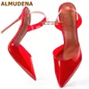اللباس أحذية Almudena Clear Fuchsia Pink PVC High Heel Stiletto مدببة بإصبع إصبع القدم مضخات الزفاف الشفافة مصمم الحذاء XSBJ