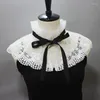 Bow Ties Linbaiway Korean Stand Ruffles Floral Lace Shirt Fałszywa kołnierz letnia sukienka Bluzka Fałszywe kołnierze szal Wrap Odłączane akcesoria