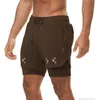 Tecido de shorts masculinos de ver￣o AV Tecido de camada dupla de camada dupla respir￡vel Roupas de treinamento simples de treinamento de alta qualidade Gym de gin￡stica esportiva de gin￡stica praia