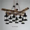 Lâmpadas pendentes Retro Industrial Style Chandelier American Country Cafe Bar Clothing Store Loft Creative Personality Solid Wood
