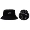 Berets unisex omkeerbare katoenen emmer hoed harajuku letters graffiti bedrukte zonnebrandcrème dubbelzijdige hiphop visser cap