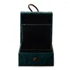 Jewelry Pouches Plate Button Box Series Pendant Necklace Storage Puller Embroidery Pattern Gift Silk Green