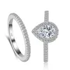 real 925 sterling silver ring set pair مشاركة الزفاف CZ Diamond Zircon الحلقات للنساء 3389
