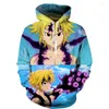 Męskie bluzy męskie męskie i damskie jesienne zimowe moda anime 3D druk sznurka z kapturem plus pullover bluza