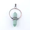 Naturliga kristallhängen Hexagon prismor Stone Circle Wire Wrap Diy Women för vintage halsband eller smycken som gör BO908