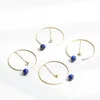 Hoopörhängen Lamoon Natural Lapis Lazuli Sun Moon Tassel Asymmetry Earring for Women 925 Sterling Silver K Gold Plated V089