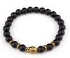 Fios de moda pedra natural 8mm ujgh4 charme ajustado multicolor arco -íris Nature Black Stone Vulcânica Lava Bracelete WSJ5