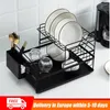 Ganci 2 livelli Cucina Piatto Asciugatura Scarico Scaffale Supporto per mensola con Vassoio scolapiatti Forchetta Tazza Contenitore Ferro Organizzatore Scolapiatti