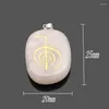 Pendant Necklaces Natural Rose Quartz Reiki Healing Amulet Master Prop Chakra Four Symbol Energy Stone Necklace Jewelry