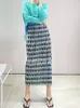 Röcke Frau Gedruckt Miyake Plissee Mode High Street Schlanke Und Dünne Taschen Taille Falten Mid-Calf Rock Flut