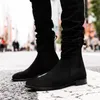 Fashion F4ac3 Black Boots Flock Business Handmade Men Shoes Ankle Slip On Solid
