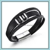 Cadeia de link Madeira artesanal MTILayer Bracelets de couro trançado para homens Link Chain Fashion Fashion Magned Cord Black Vint DhSeller2010 DHS3S