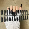 偽の爪24pcs coffin爪の先端ソリッドカラーマット霜の人工ロングプレスエクステンションアメリカン爪の偽物