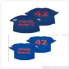 Mens 야구 저지 스티치 #42 Brooklyn Royal Giants 버튼 다운 1936-1948 Jerseys Blue S-3XL