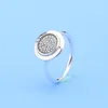 925 Sterling Silver Logo Pave Disc RING Women Classic design Party Jewelry For Pandora CZ diamond girlfriend Gift Rings with Original Box Set