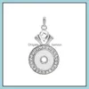 قلادة قلادة زر SNAW مجوهرات الأزرق الوردي Rhinestone Sier Zircon Pendant Fit 18mm أزرار الأزرار قلادة للنساء MJfashion DHOV5