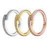 Placcato oro giallo Donna Uomo Anello sovrapposto Autentico argento 925 Oro rosa Gioielli firmati da sposa Per anelli regalo fidanzata pandora con scatola originale