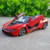 Electric/RC Car Electric RC Car 1 24 I8 Super Sports Metal Model Decoration High Simulation Alloy Boy Toy Collection Gift F265 220829 240314