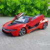 Carro RC elétrico 1 24 I8 Super Sports Metal Model Decoração High Simulation Alloy Boy Toy Collection Gift F265 220829