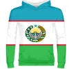 Dames hoodies uzbekistan mannelijke jeugd op maat gemaakte naamnummer uzb ritsshirt nation vlag uz ozbeiston uzbeek country print po kleding