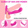Artículos de belleza Dildo Correa de doble penetración en el vibrador anal para parejas Anus Plug Masajeador Adultos juguetes sexy para hombre