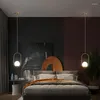 펜던트 램프 미니멀리스트 등기 광장 침실 침실 LED 북유럽 장식 단순성 고정 시설 현대 디자인