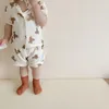 Ensembles de vêtements enfant été costume décontracté ours imprimé revers bébé fille à manches courtes hauts confortable fil de coton bébé garçon Shorts 2pc ensemble