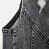 Coletes femininos Moda de jeans colete feminino Spring Autumn mangas com tampas selvagens de tanque curto Mulheres 5xl Smoky Gray Jean Waistcoat KW432 220827